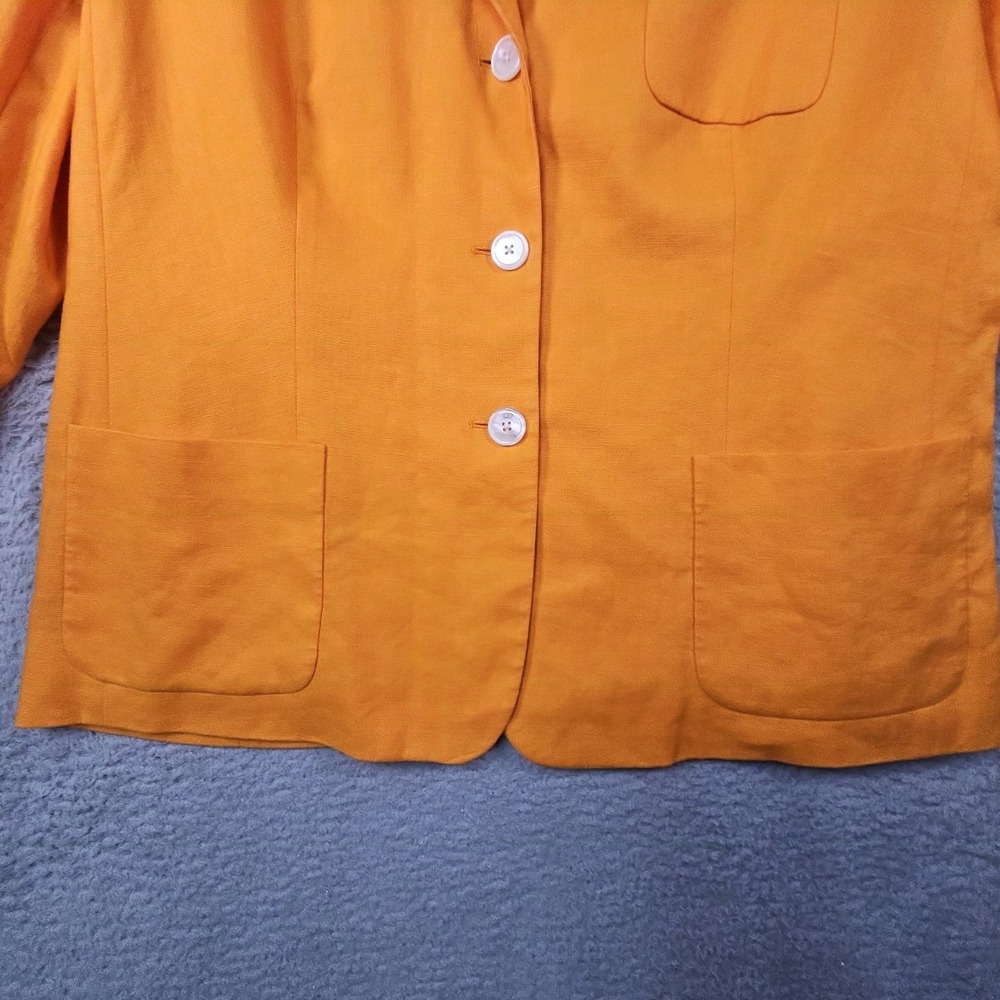 Ralph Lauren Linen Blazer Womens 18W Orange Old Money Coastal Career Prep Jacket - Picture 4 of 16